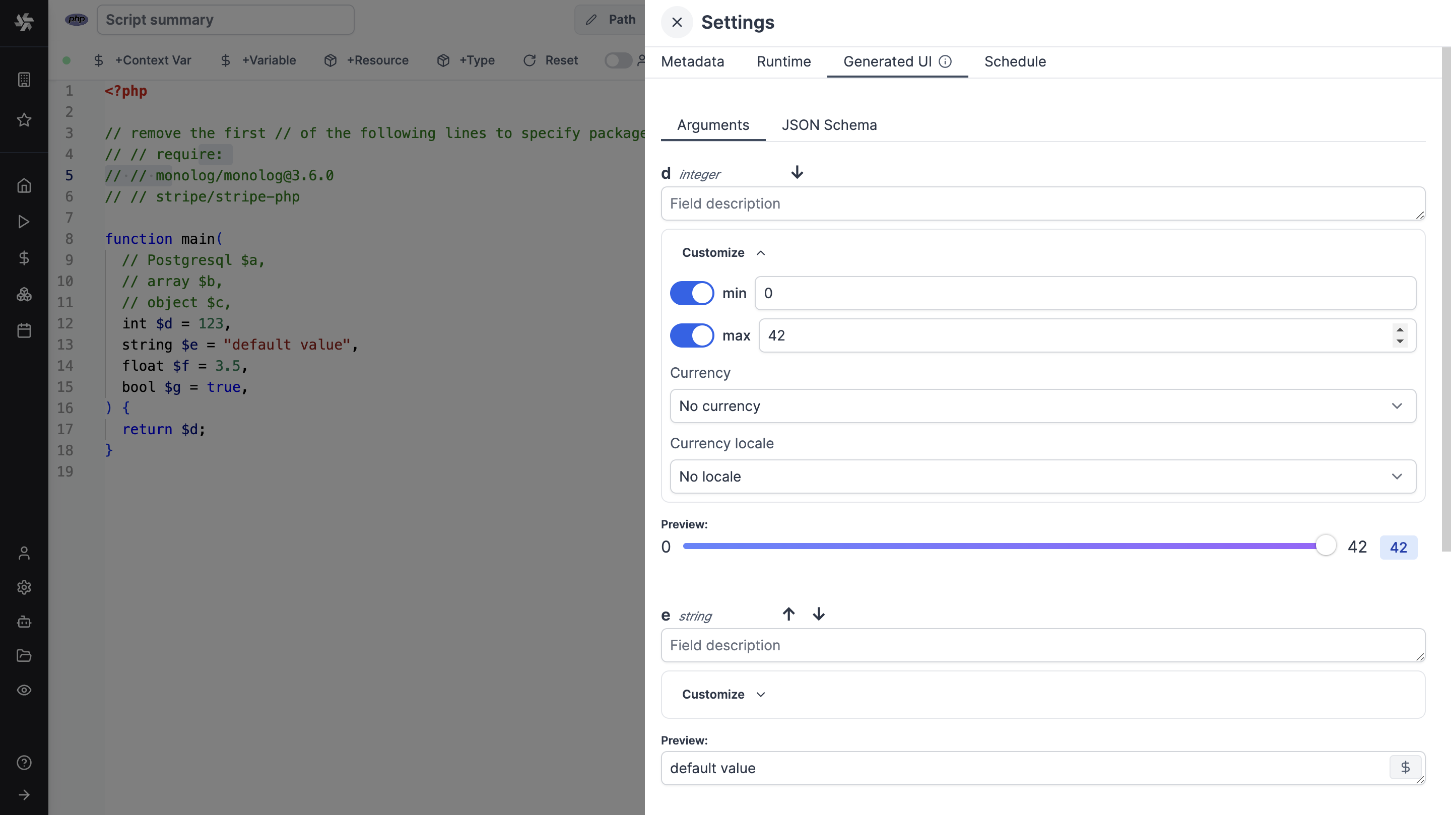 Advanced settings for php